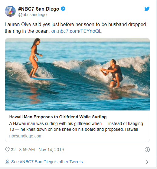 Viral: surfista de Hawái le propone matrimonio a su novia en pleno océano 7 Screenshot 2 22