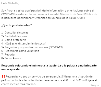 Aplicación para consultas y orientación sobre el COVID-19 en RD 9 COVID 1 1