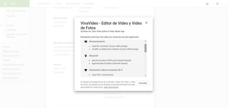 Si usas la Aplicacion VivaVideo bórrala inmediatamente: es peligrosa 7 VivaVideo permisos 750x356 1