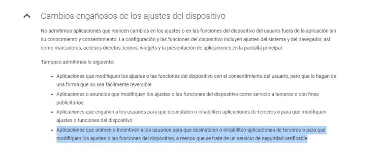 Aplicación que elimina aplicaciones chinas es expulsada de Google Play 7 politica de google play 750x307 1